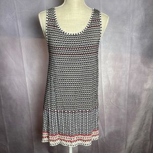 MAX STUDIO SLEEVELESS KNIT ASYMMETRICAL TUNIC TOP GEOMETRIC DESIGN SIZED L
